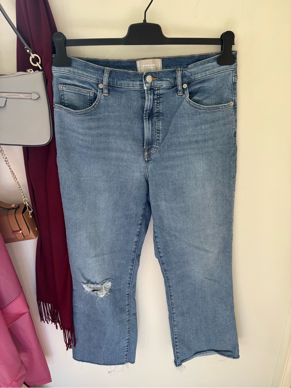 Everlane The Kick Crop Jeans Size 32 Regular Distressed